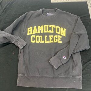 Champion Black Crewneck with Yellow Hamilton College Print